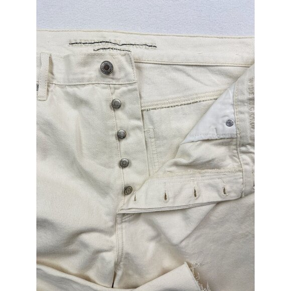 AMERICAN EAGLE Womens Jeans Size 18 Short Wide Leg Crop Cream Button Fly - Picture 4 of 11